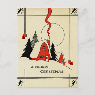 Festividades Cartão postal Vintage da Casa da Montanha de Natal