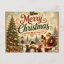 Festividades cartão postal vintage de natal infantil