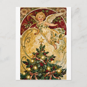 Festividades Cartão postal vintage de um anjo bebê fofo de Nata