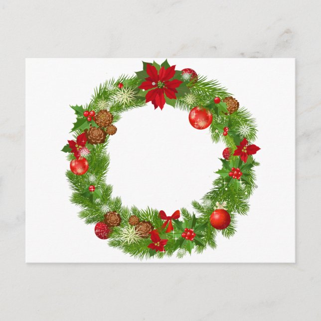 Festividades Cartão postal Wreath de Natal (Frente)