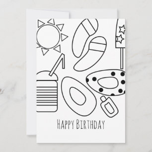 Festividades Cartão Preto e Branco de Aniversário de Verão