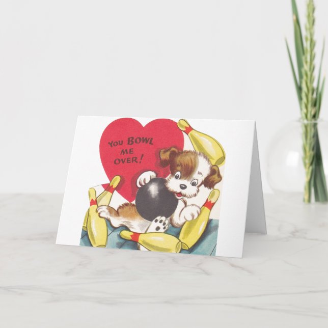 Festividades Cartão retro do dia dos namorados do filhote de (Frente)