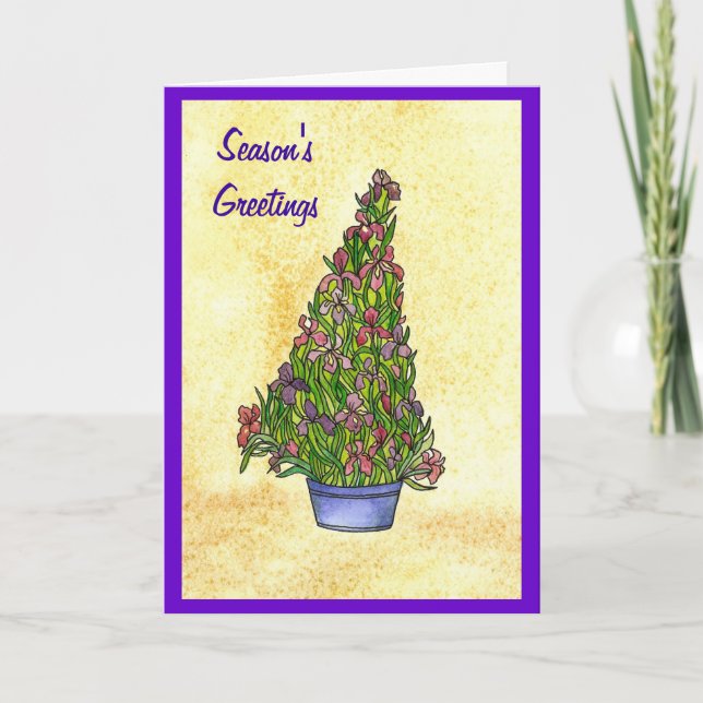 Festividades Cartão roxo da árvore de Natal da íris (Frente)