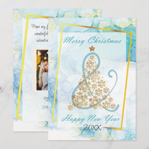 Festividades Cartão sazonal de fotos da família de natal Blue M