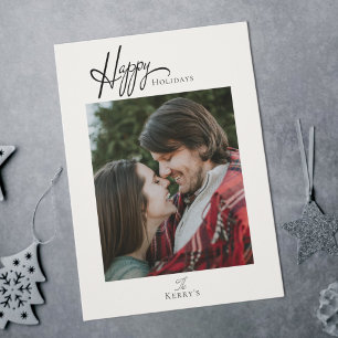 Festividades Cartão simples de Natal plano com fotografia mode