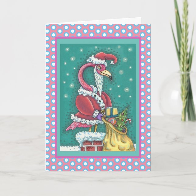FESTIVIDADES CARTÃO V DE REPRODUÇÃO DE NATAL DE FLAMINGO DE TIN (Frente)