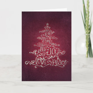 Festividades Cartão vermelho & de prata tipográfico da árvore