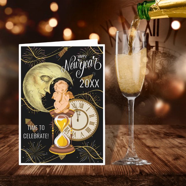 Festividades Cartão Vintage de Ano Novo (Criador carregado)