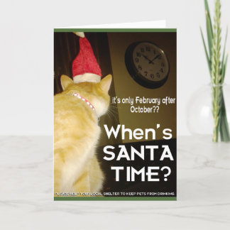 Festividades Cartão Xmas com Gato de Bebado Ansioso