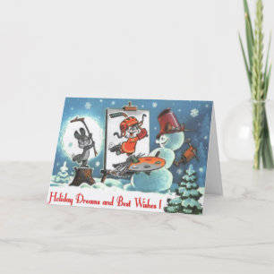 Festividades Cartografia Artista Snowman Cartão de Saudações Pe