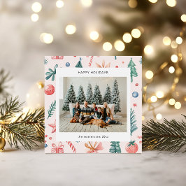 Festividades Cartoon Style Pastel Illustrações de Férias Cartão