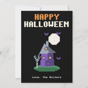 Festividades Casa Assombrada Pixel Art Cartão de Halloween