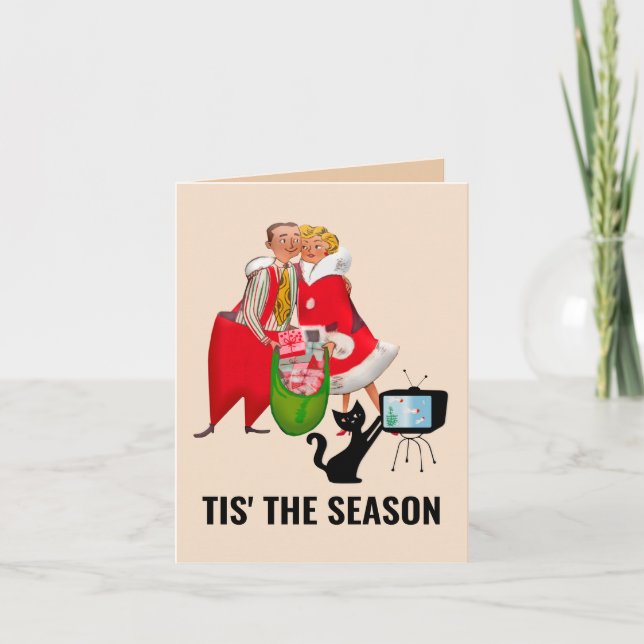 FESTIVIDADES CASAL DE NATAL RETRO E CARTÃO DE GREETING CAT (Frente)