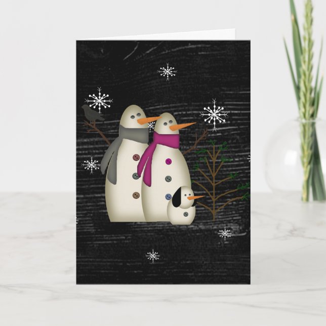 Festividades Casal de neve primitiva com cartão de Natal para c (Frente)