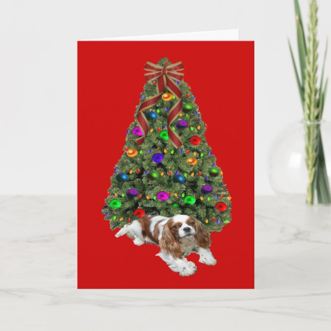 Festividades Cavalier King Charles Spaniel Árvore de Cartão de  (Frente)