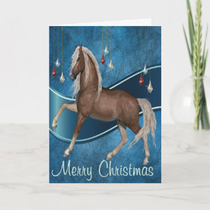 Festividades Cavalo a Azul com Fita Cartão de Natal Feliz