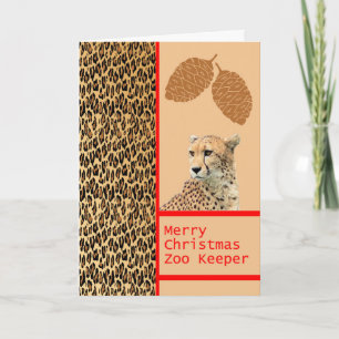 Festividades Cheetah Zoo Keeper Cartão de Natal