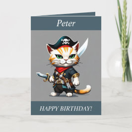 Festividades Chibi Cat vestida como Cartão de Aniversário Pirat