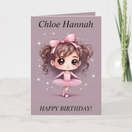 Festividades Chibi Girl pigtails Ballerina Cartão de Aniversári