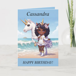 Festividades Chibi Girl Unicorn no Cartão de Aniversário de pra