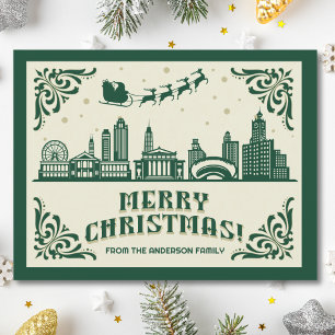 Festividades Chicago, cartão postal de Natal Skyline no Skyline