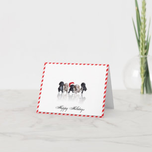 Festividades Cocker Spaniel Puppies no Cartão de Natal de Santa