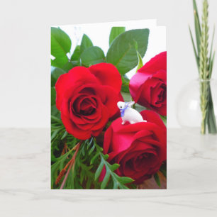 Festividades Coelhinho de Páscoa com rosa vermelha - cartão