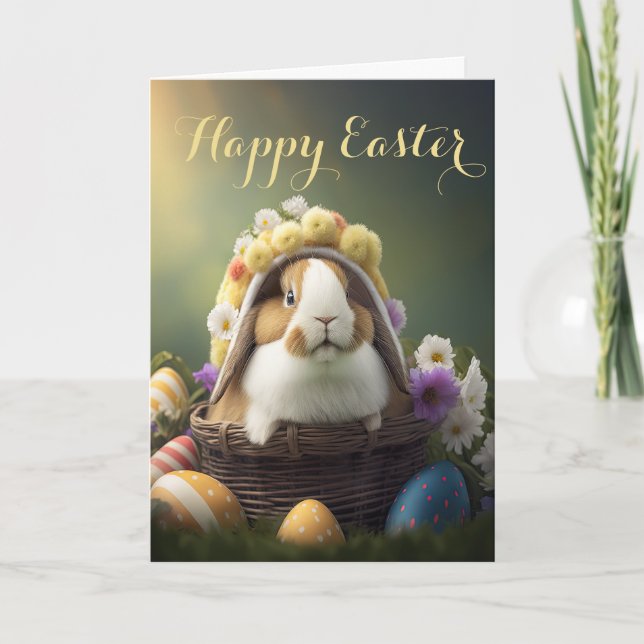 Festividades Coelhinho doce em um cartão de festas de chapéu de (Frente)