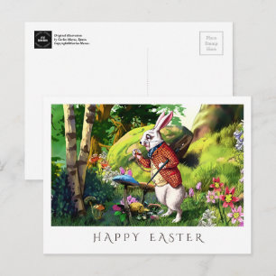 Festividades Coelho Branco   Cartão postal de Páscoa Alice no P