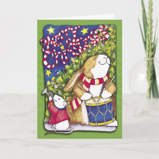 Festividades Coelho do baterista, cartão de Natal