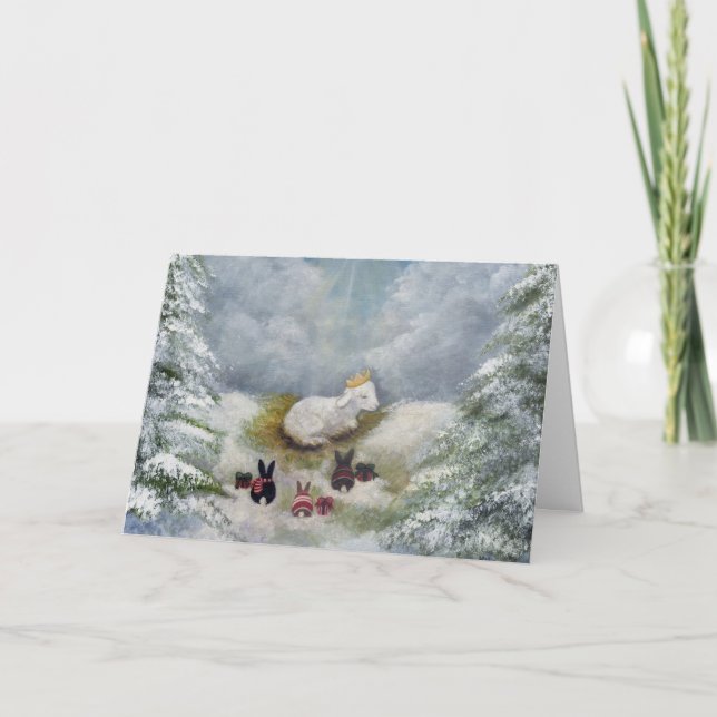 Festividades Coelhos e cartão de Natal do cordeiro (Frente)