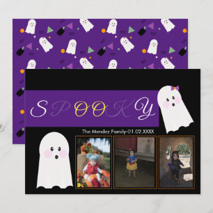 Festividades Colagem de cartão de foto com padrão de fantasma d