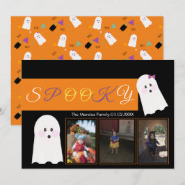 Festividades Colagem de Cartão de Foto com Padrão de Fantasma d