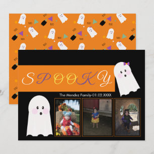 Festividades Colagem de Cartão de Foto com Padrão de Fantasma d