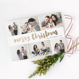 Festividades Colagem de fotos de Natal em dourado Cartão de Nat