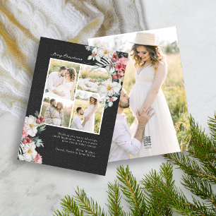 Festividades Colagem de Fotos Preta Cartão de Natal Elegante de