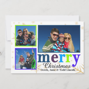 Festividades Colorida Cartão com fotos de Natal Feliz