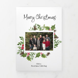 Festividades Com Dobra Tripla Cartão de Natal de 6 Fotografias para Watercolor T