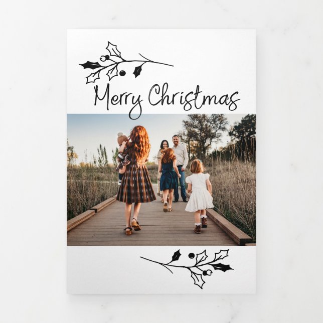 Festividades Com Dobra Tripla Cartão de Natal Mínimo de 5 Fotografias Trivezes (Cobrir)