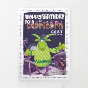 Festividades Com Dobra Tripla Feliz Cartão de Aniversário "Cappy" Capricórnio
