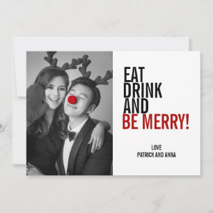 Festividades Coma Bebida e seja feliz Cartão com fotos de Natal