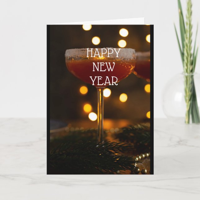 FESTIVIDADES COMA BEBIDA E SEJA MUITO FELIZ CARTÃO DE FERIADO D (Frente)