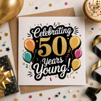 Comemorando 50 Anos Jovem Um Cartão de Jubileu de