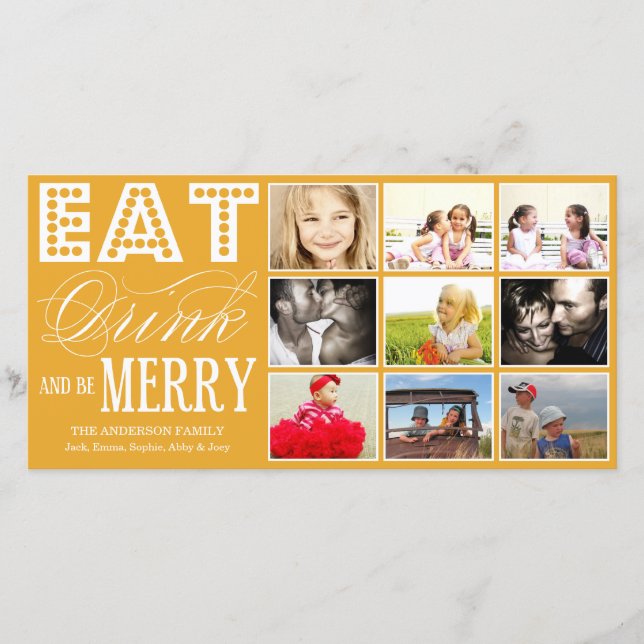 FESTIVIDADES COMER, BEBER E FELIZ BE | CARTÃO DE COLAGEM HOLIDA (Frente)