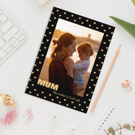 Festividades Corações padrão Cartão de Férias preto Foto da mãe