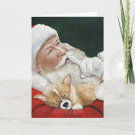 Festividades Corgi de Galês do Pembroke & cartão do papai noel