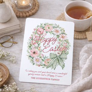 Festividades Coroa Floral de Aquarela Personalizada para Cartão