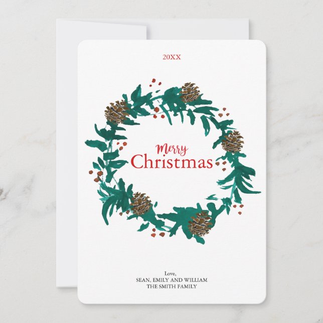 Festividades Corrida de Natal Tradicional com Cartão Pinecones (Frente)