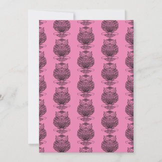 Festividades Coruja (padrão rosa) - Cartão de Cumprimentos