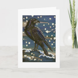 Festividades Corvo de Yule no cartão da neve